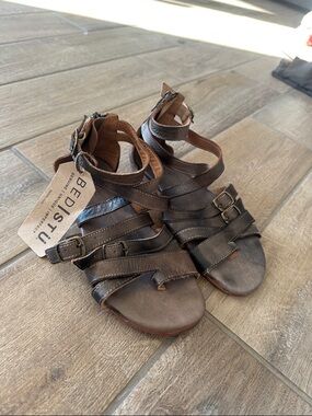 Bed Stu Brown Leather Strappy Sandals | Rustic | Size 7.5